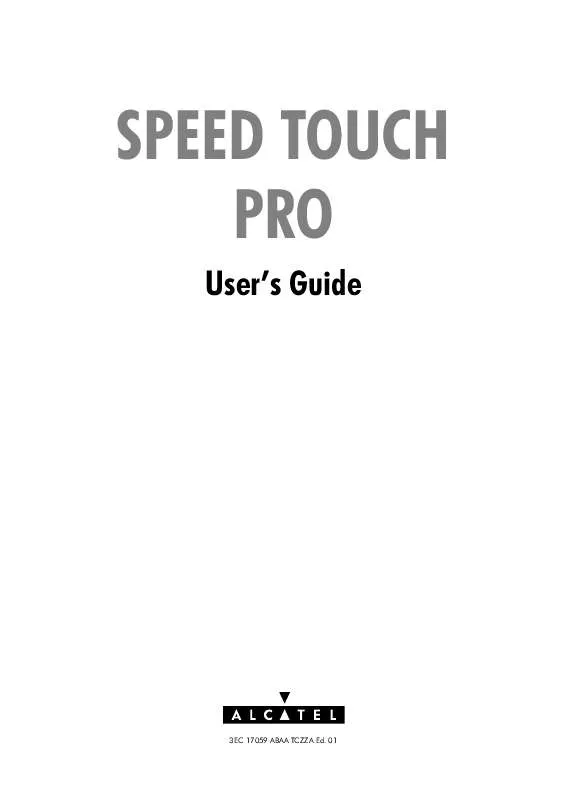 Mode d'emploi ALCATEL SPEED TOUCH PRO