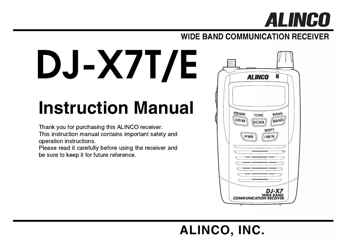 Mode d'emploi ALINCO DJ-X7T