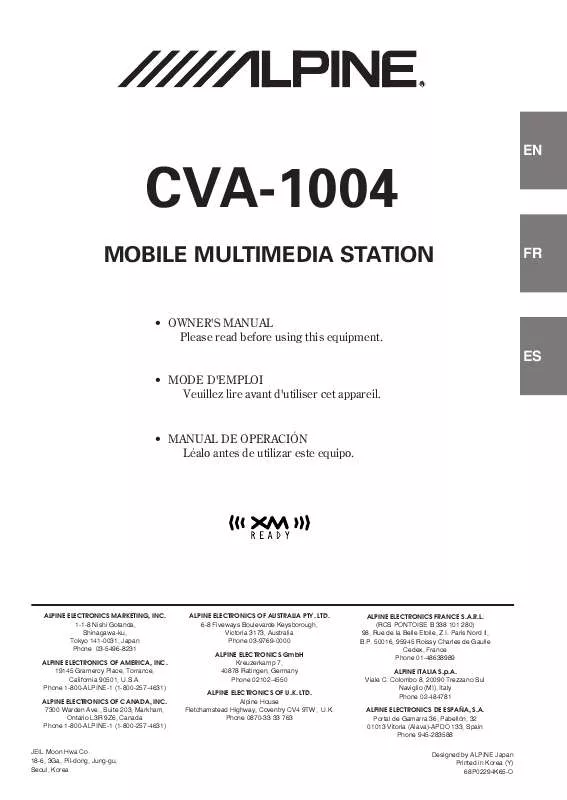 Mode d'emploi ALPINE CVA-1004
