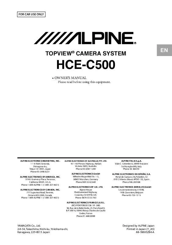 Mode d'emploi ALPINE HCE-C500