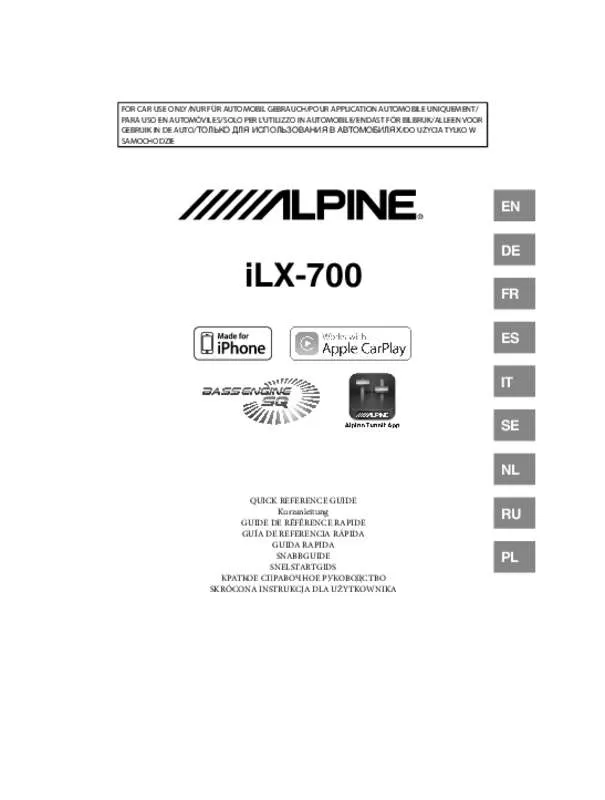 Mode d'emploi ALPINE ILX-700