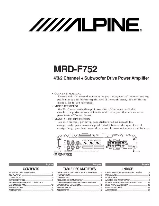 Mode d'emploi ALPINE MRD-F752