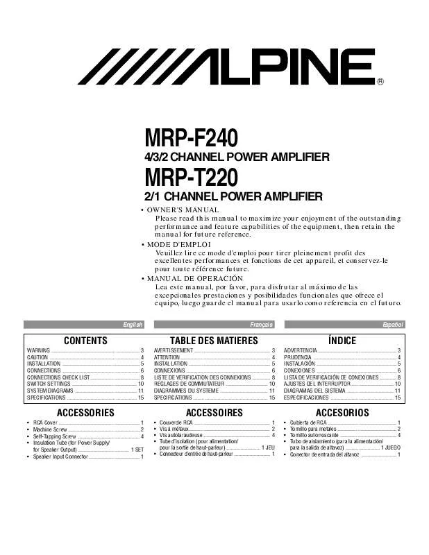Mode d'emploi ALPINE MRP-F240