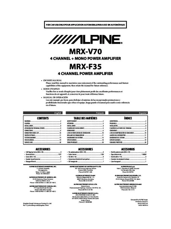 Mode d'emploi ALPINE MRX-F35