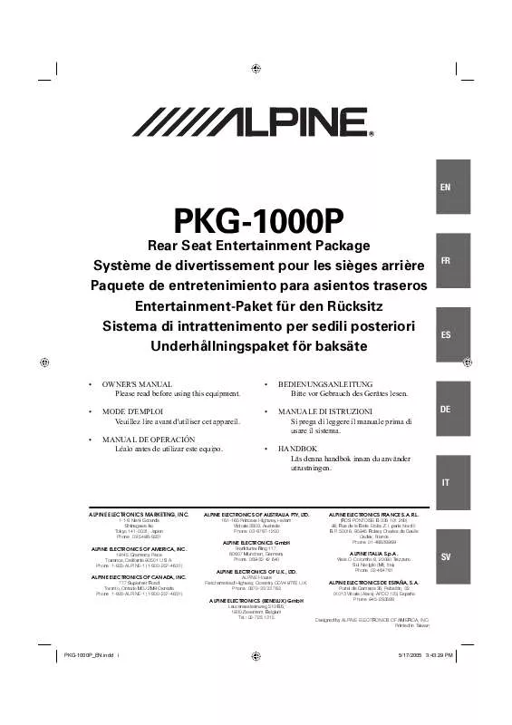 Mode d'emploi ALPINE PKG-1000P