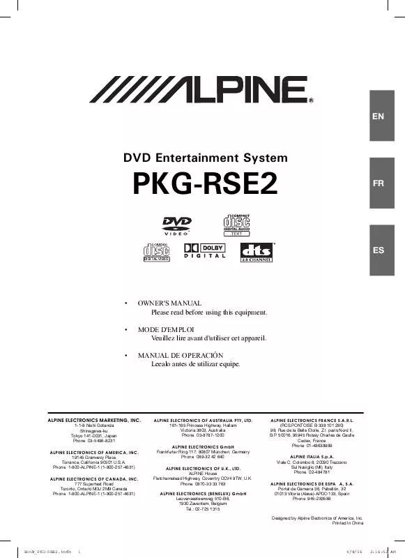 Mode d'emploi ALPINE PKG-RSE2