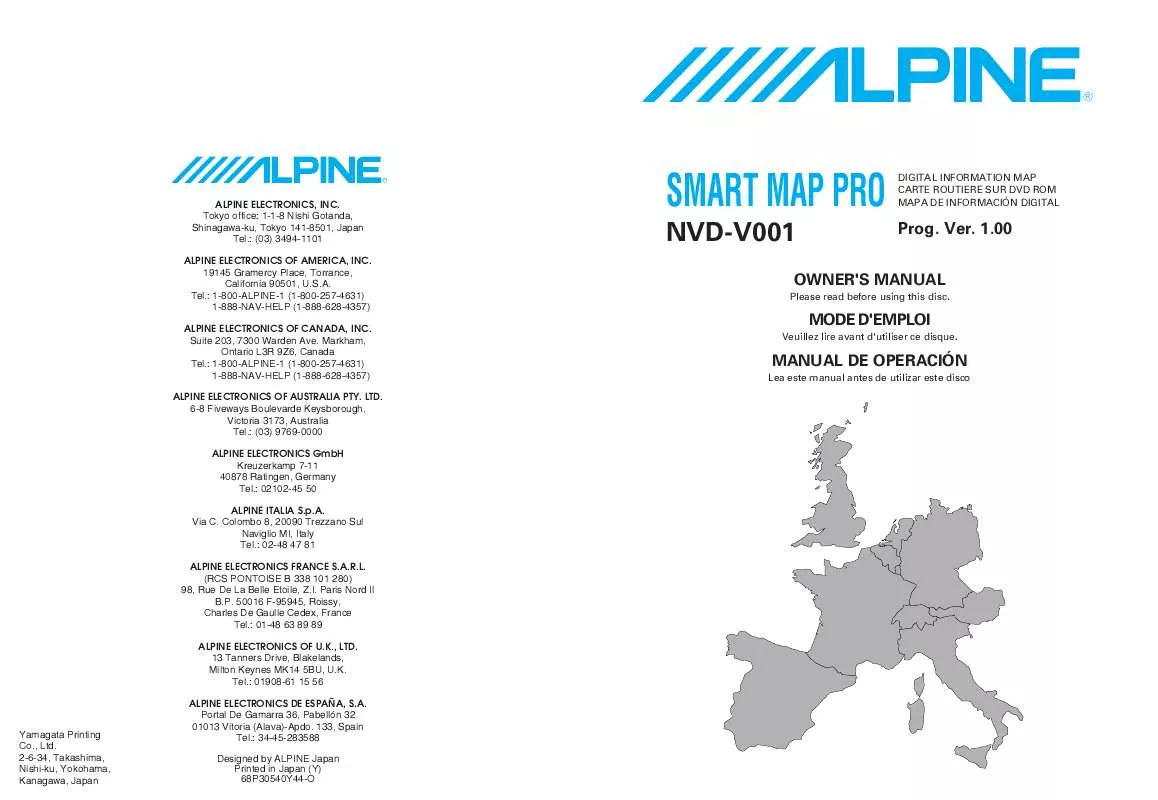 Mode d'emploi ALPINE SMART MAP PRO-NVD-V001