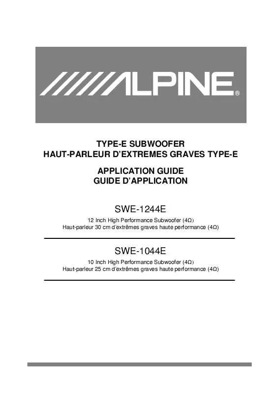 Mode d'emploi ALPINE SWE-1044E