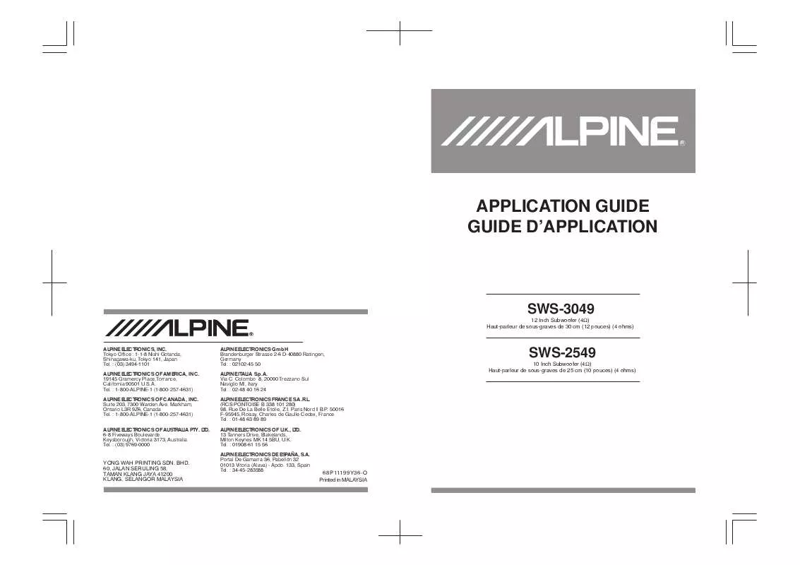 Mode d'emploi ALPINE SWS-3049