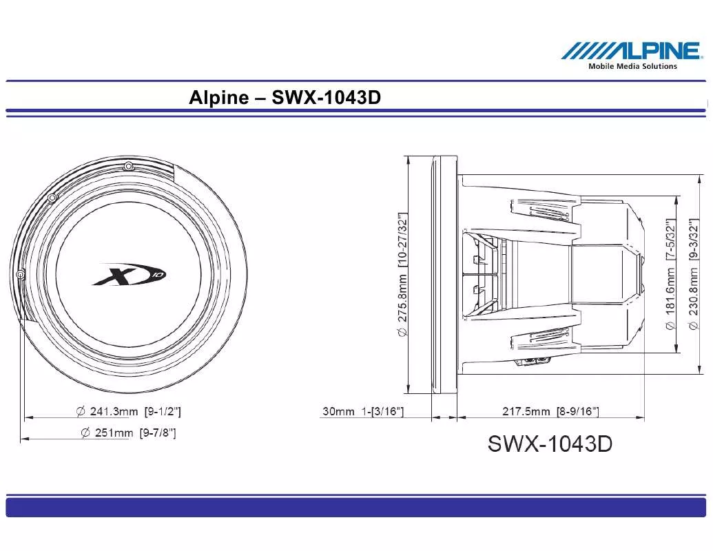 Mode d'emploi ALPINE SWX-1043D