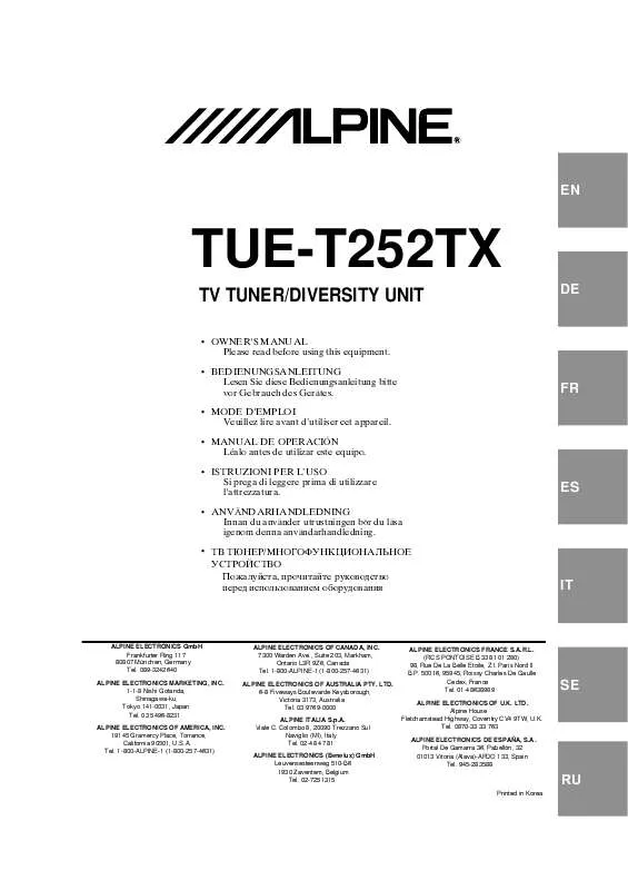 Mode d'emploi ALPINE TUE-T252TX