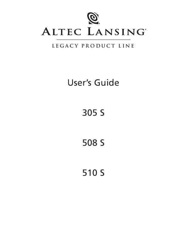 Mode d'emploi ALTEC LANSING 508 S