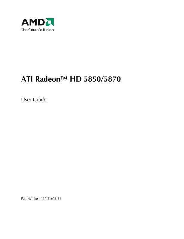 Mode d'emploi AMD ATI RADEON HD 5850