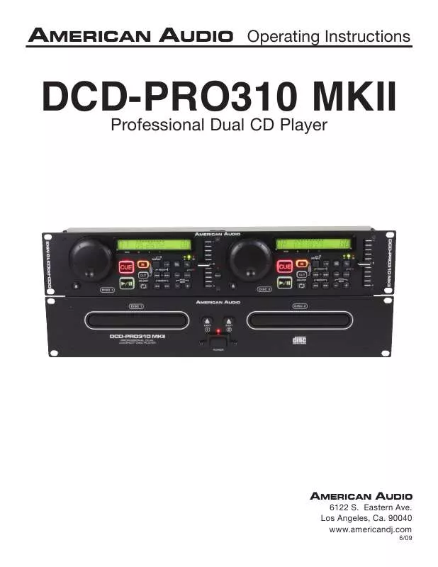 Mode d'emploi AMERICAN AUDIO DCD-PRO310 MK2