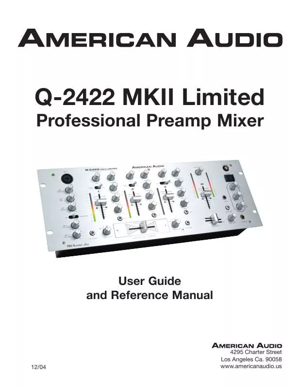 Mode d'emploi AMERICAN AUDIO Q-2422 MKII LIMITED