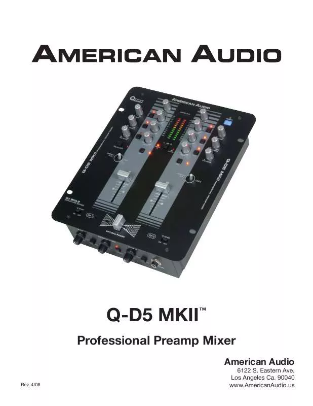 Mode d'emploi AMERICAN AUDIO Q-D5 MK2