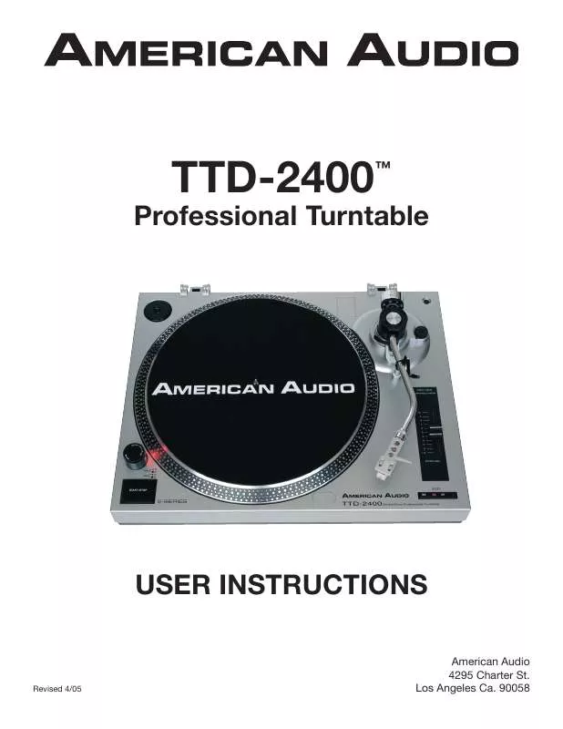 Mode d'emploi AMERICAN AUDIO TTD-2400