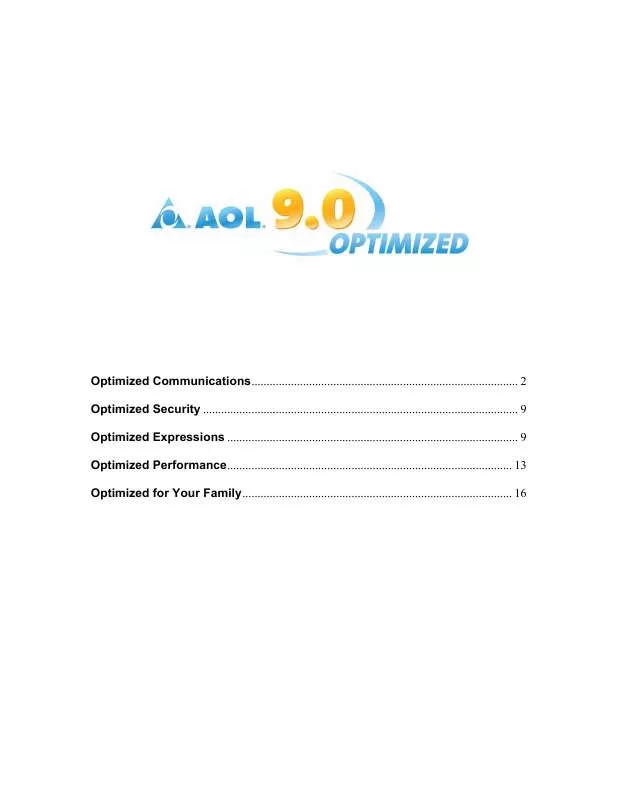Mode d'emploi AOL 9.0 OPTIMIZED