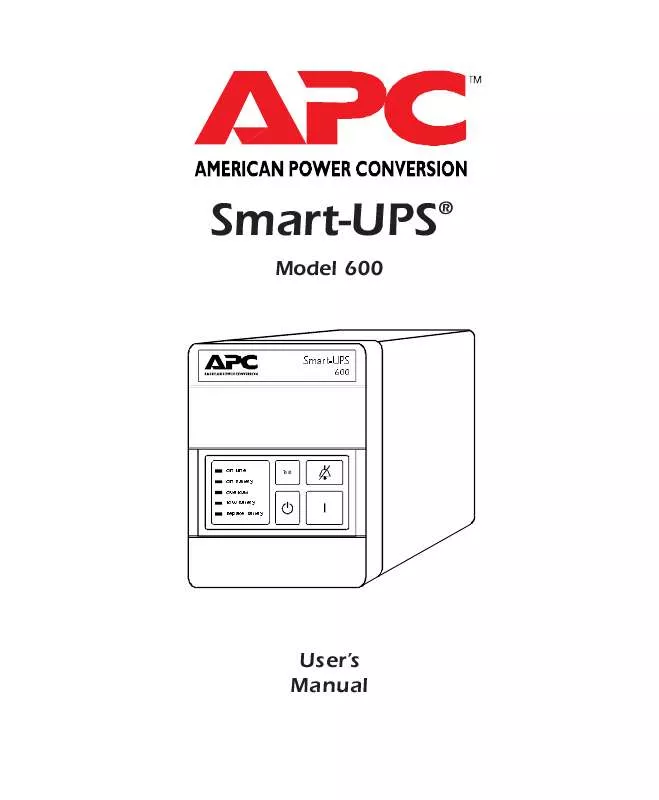 Mode d'emploi APC SMART 600