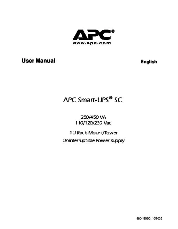 Mode d'emploi APC SMART-UPS SC 1500VA
