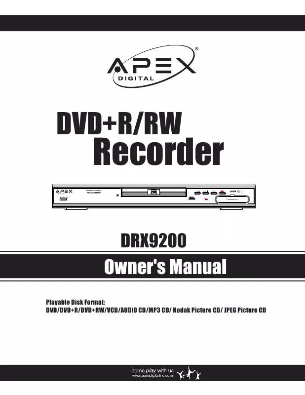 Mode d'emploi APEX DRX-9200