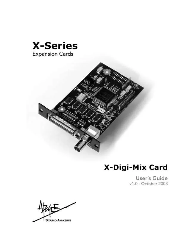 Mode d'emploi APOGEE X-DIGI-MIX CARD