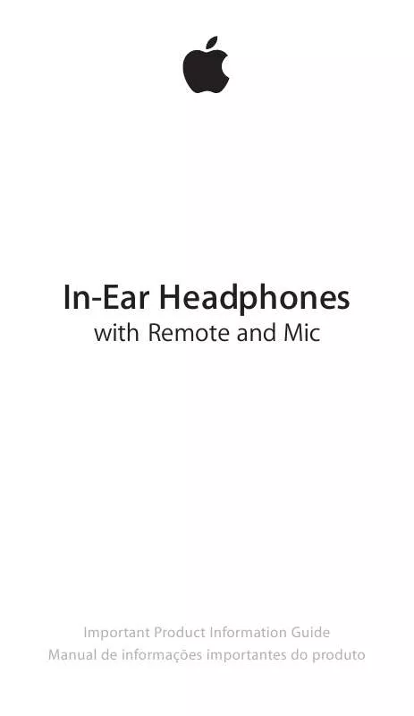 Mode d'emploi APPLE IN-EAR HEADPHONES