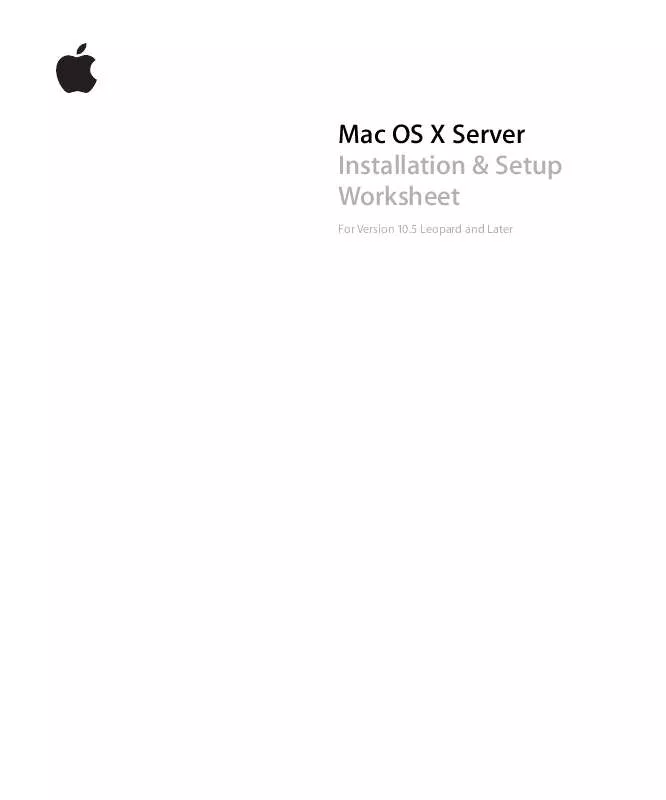 Mode d'emploi APPLE MAC OS X SERVER VERSION 10.5