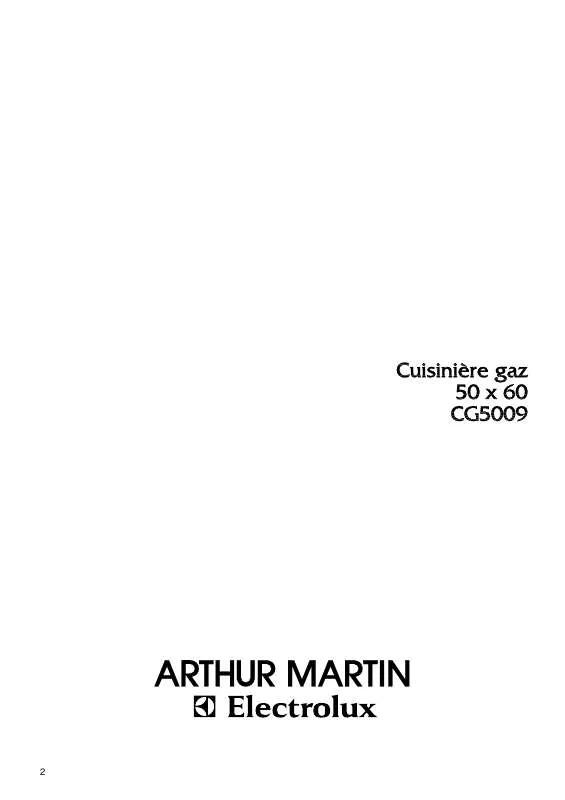 Mode d'emploi ARTHUR MARTIN CG5009W2