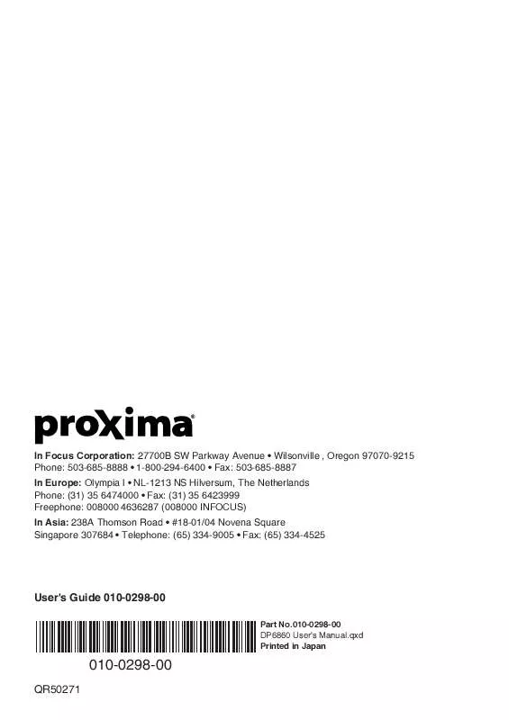 Mode d'emploi ASK PROXIMA DP6860