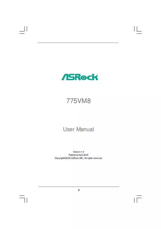 Mode d'emploi ASROCK 775VM8