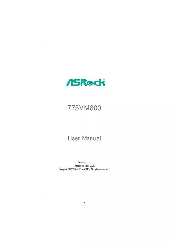 Mode d'emploi ASROCK 775VM800