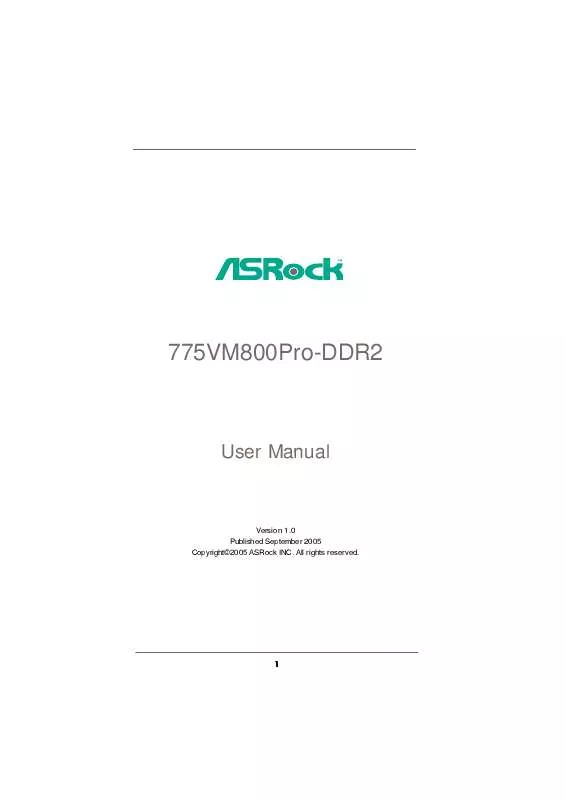 Mode d'emploi ASROCK 775VM800PRO-DDR2
