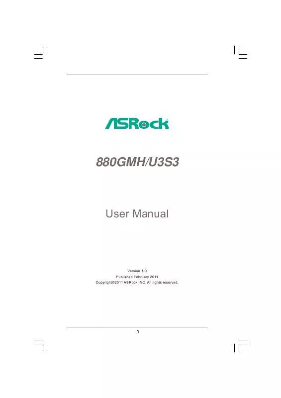Mode d'emploi ASROCK 880GMH-U3S3