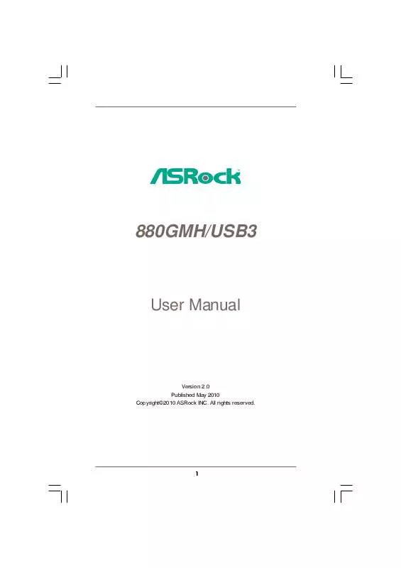 Mode d'emploi ASROCK 880GMH USB3 R2.0