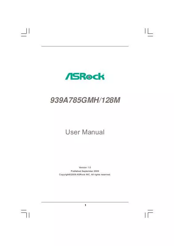 Mode d'emploi ASROCK 939A785GMH 128M