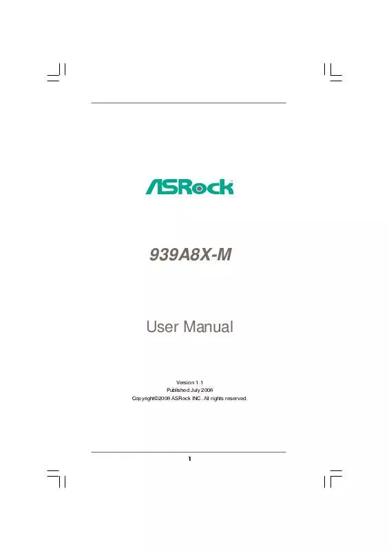 Mode d'emploi ASROCK 939A8X-M