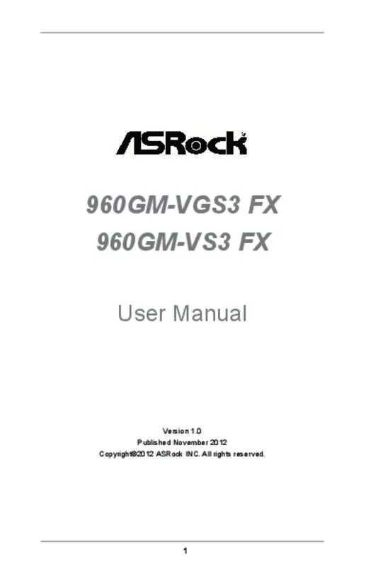 Mode d'emploi ASROCK 960GM-VGS3 FX