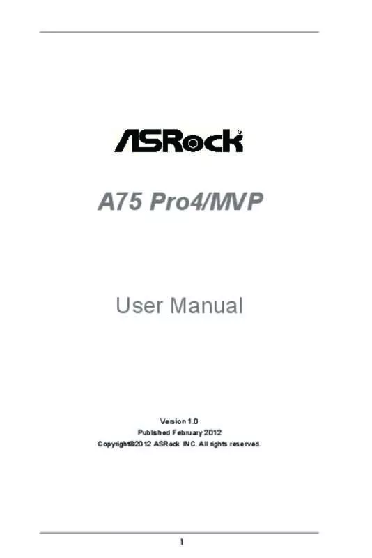 Mode d'emploi ASROCK A75 PRO4 MVP