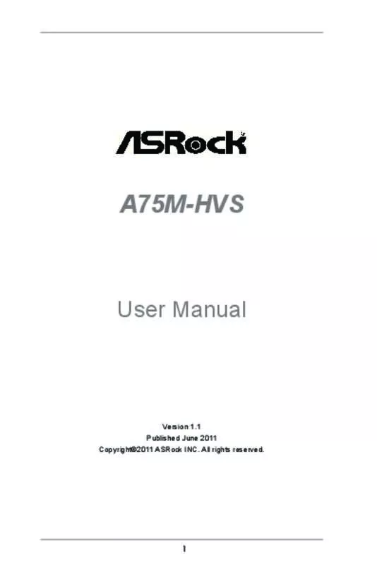 Mode d'emploi ASROCK A75M-HVS