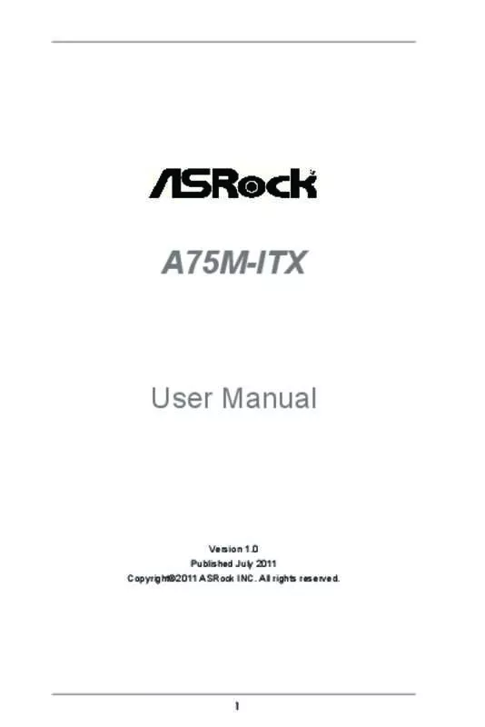 Mode d'emploi ASROCK A75M-ITX