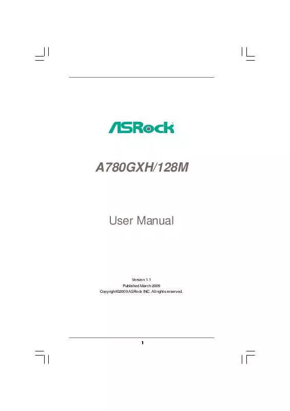 Mode d'emploi ASROCK A780GXH 128M