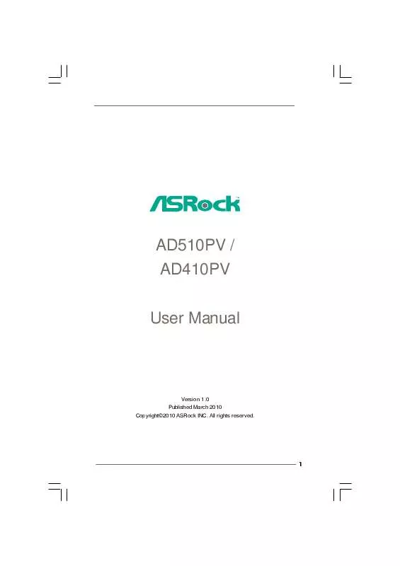 Mode d'emploi ASROCK AD410PV