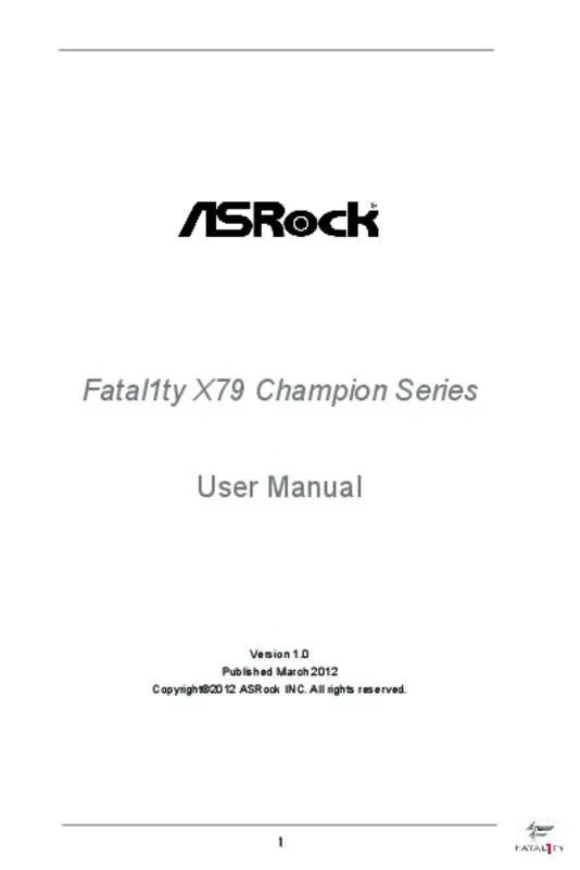 Mode d'emploi ASROCK FATAL1TY X79 CHAMPION