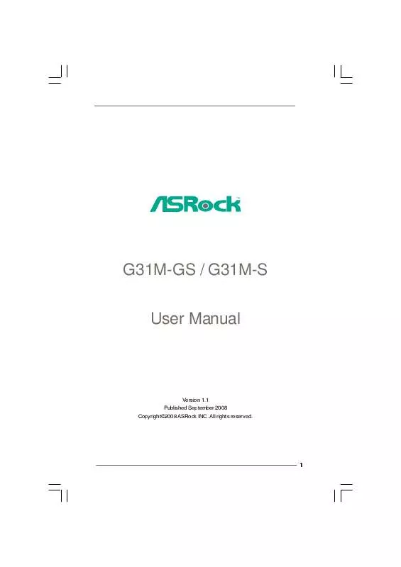 Mode d'emploi ASROCK G31M-S