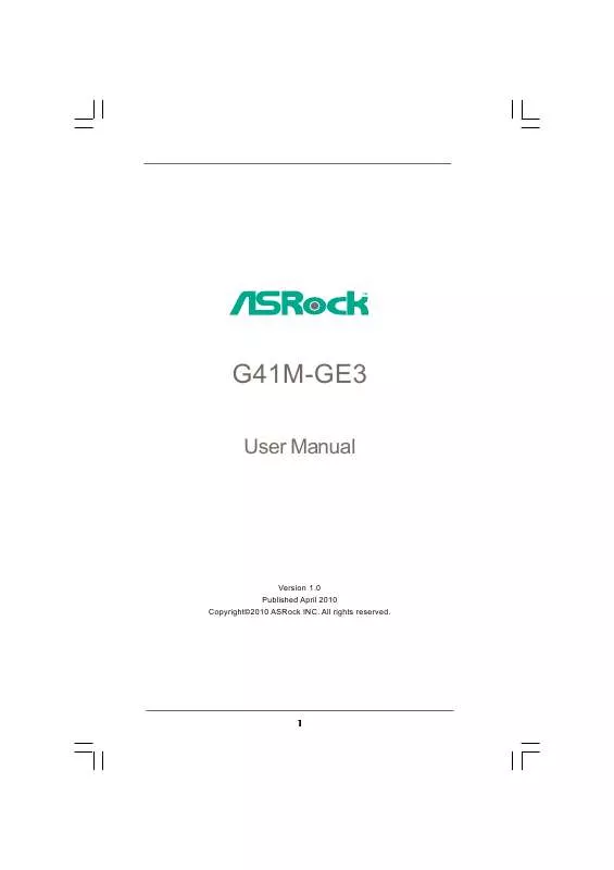 Mode d'emploi ASROCK G41M-GE3