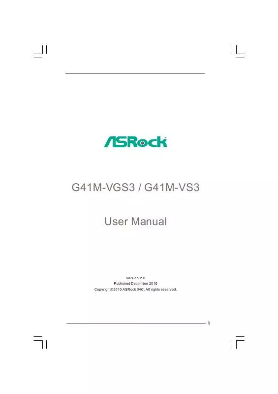 Mode d'emploi ASROCK G41M-VGS3