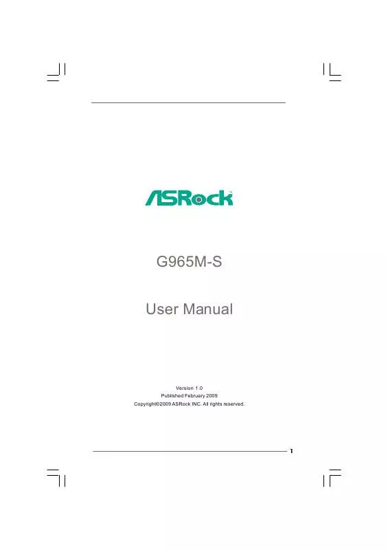 Mode d'emploi ASROCK G965M-S