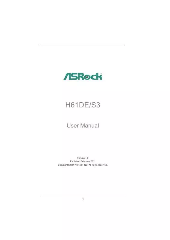 Mode d'emploi ASROCK H61DE-S3