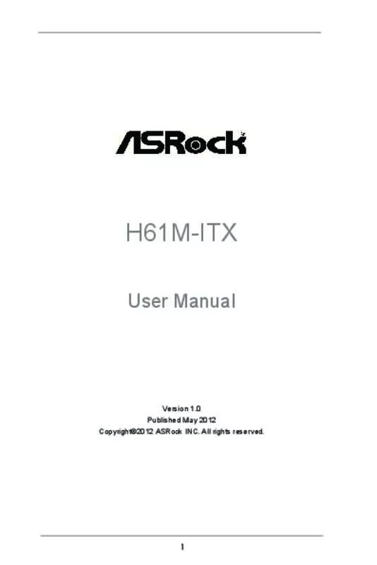 Mode d'emploi ASROCK H61M-ITX